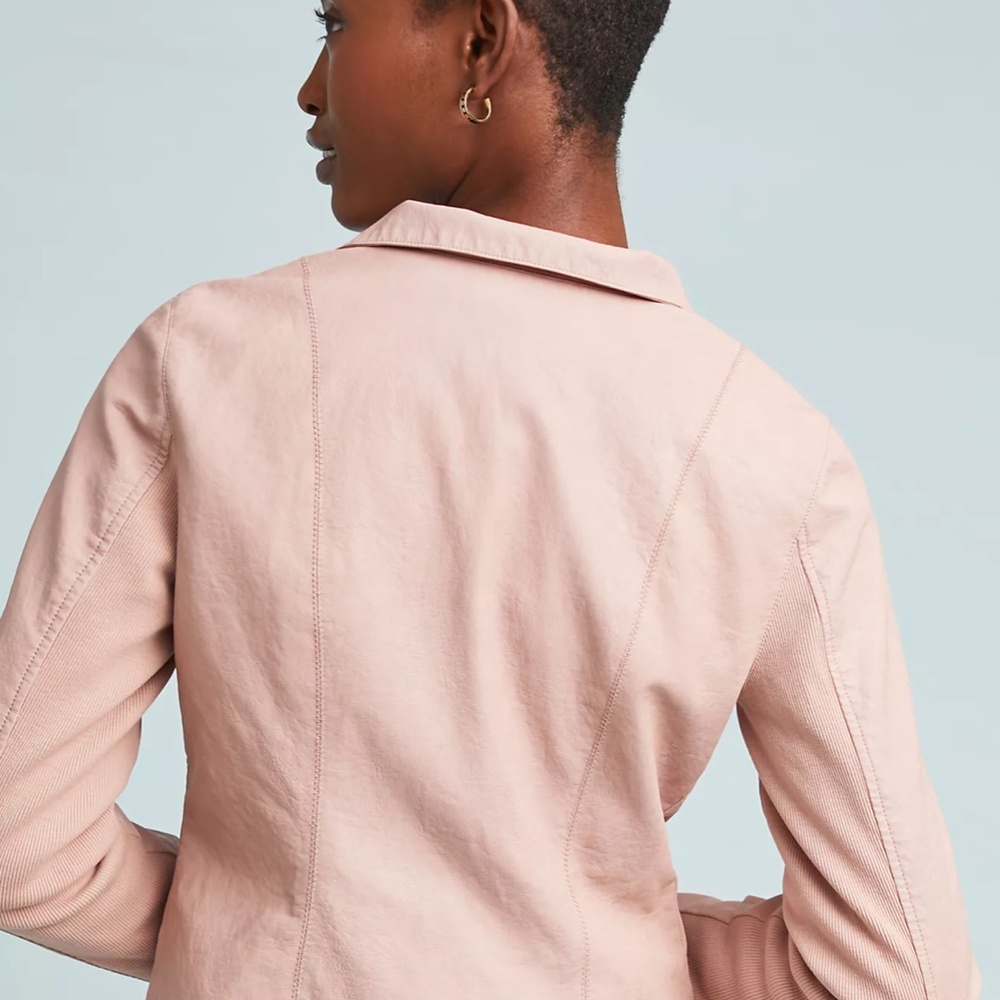 Ripley Faux Leather Jacket -  Anthropologie - Blush Pink Zip Moto Jacket